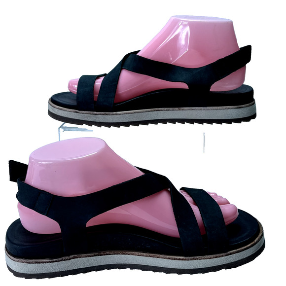 Merrell Sandals Womens 8 Juno Mid Backstrap Hoop &Loop Black Nubuck Leather - Picture 5 of 10